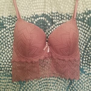 Pink geometric lace bralette